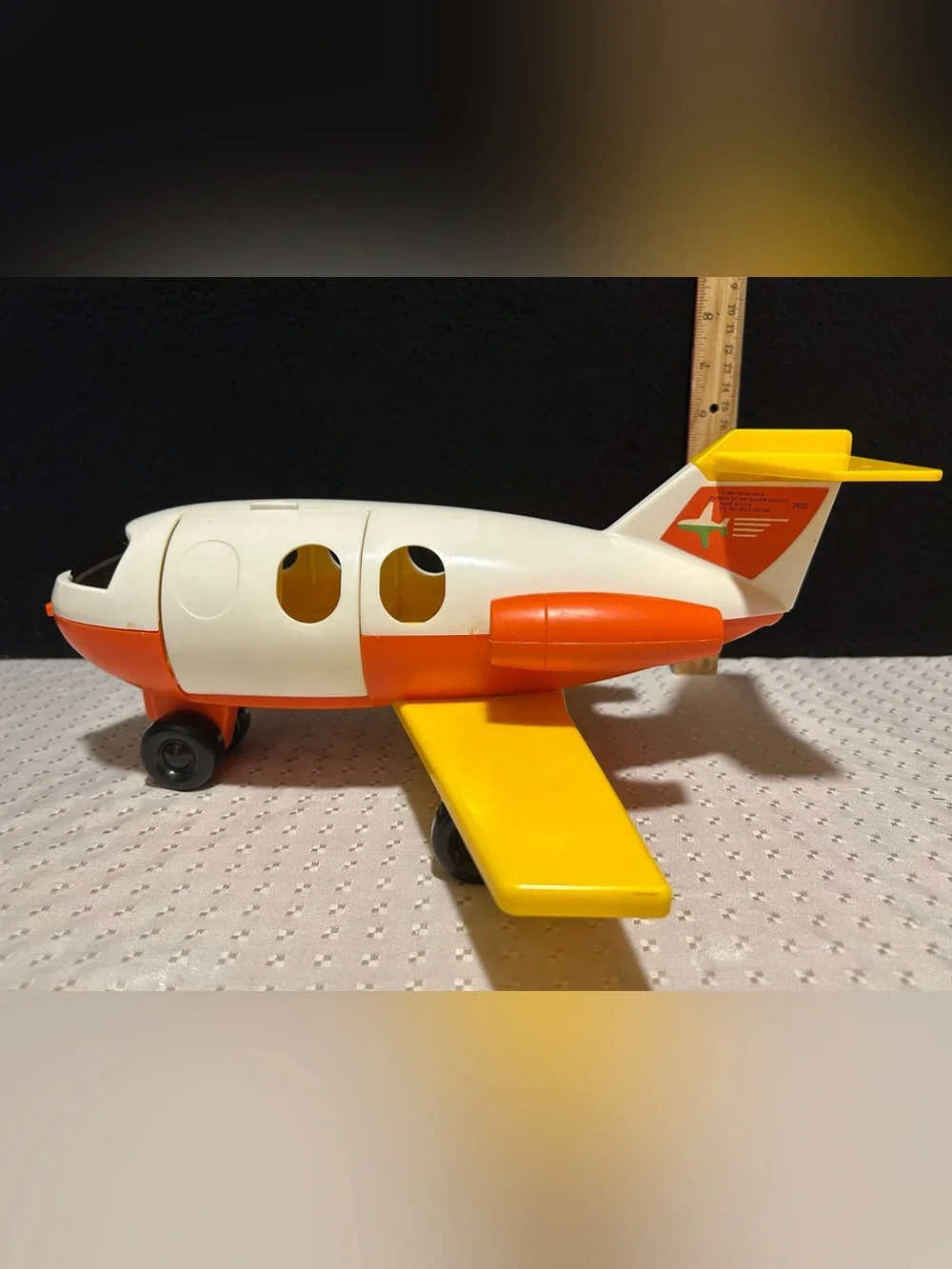 Vintage 1980 Fisher Price Little People Yellow & Orange Jet Airplane Plane